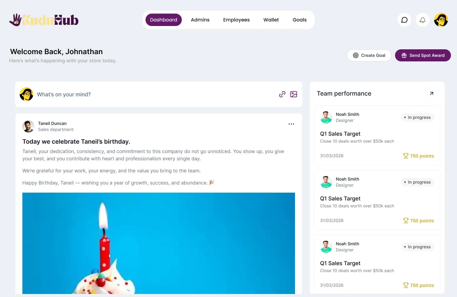 Kudohub feed dashboard
